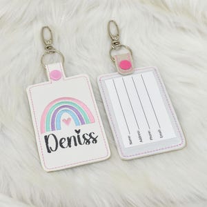 Pencil ID Holder, Personalized Bag Tag, Glitter Custom ID Holder, Vertical ID Card Case, Lanyard Accessory, Teacher Gift,Pencil Badge Holder