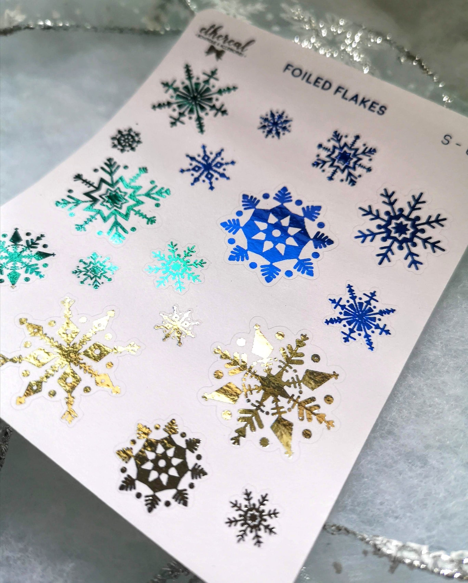 Foiled Flakes Sticker Sheet Planner Stickers Journal Etsy