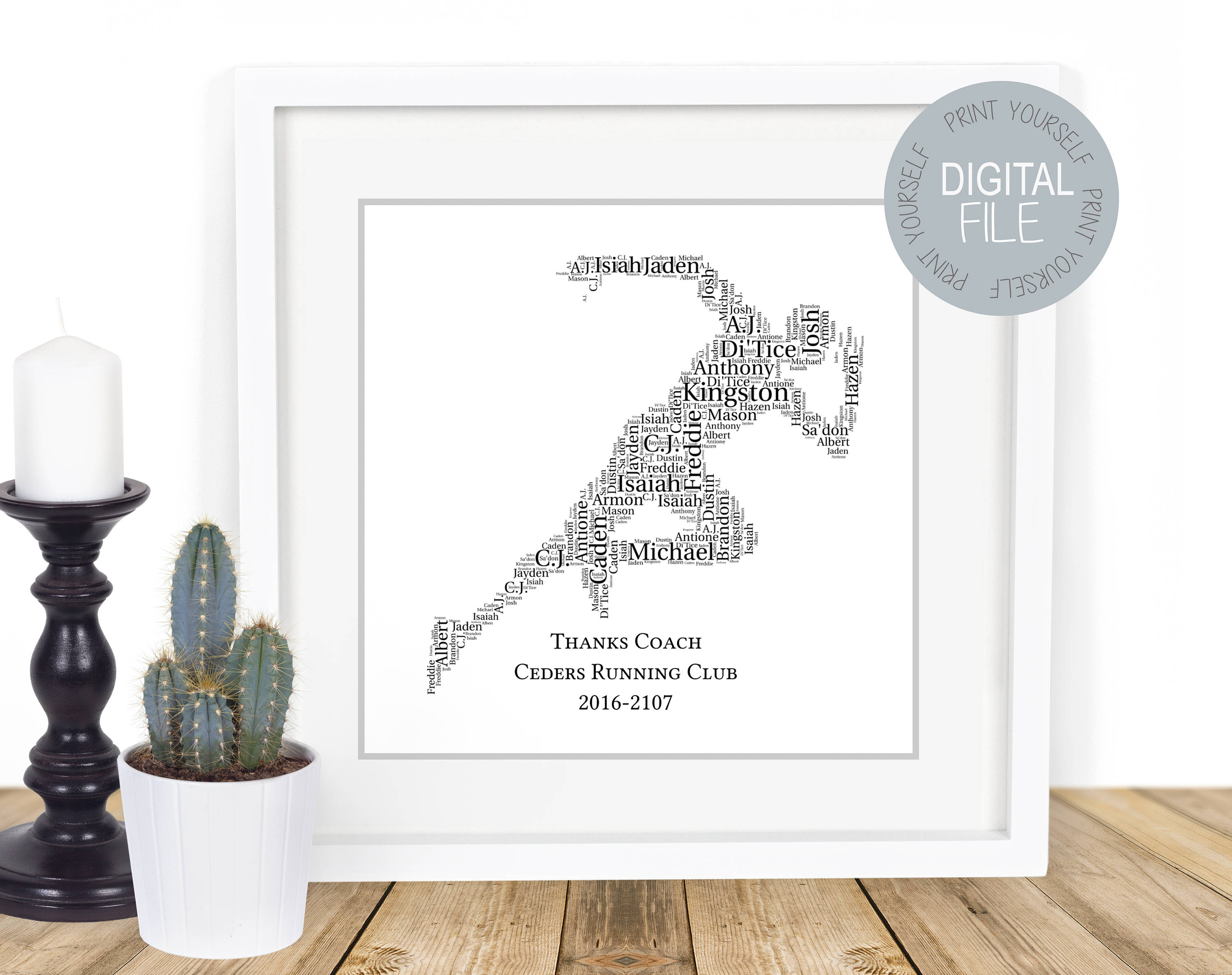 Gift for Runners, Running Coach Gift Runner Word Art Printable Gift