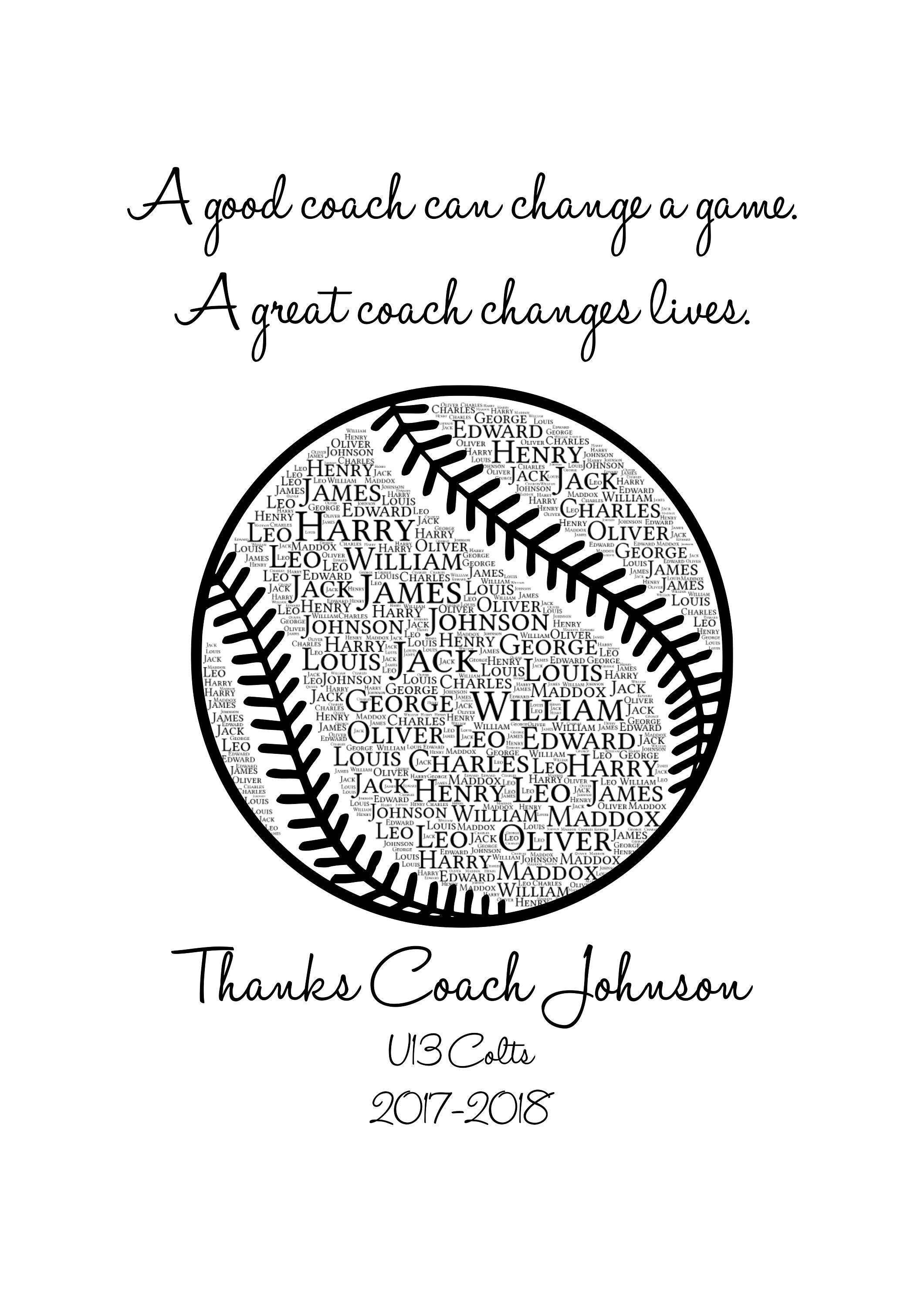Personalised Baseball Coach Gift | Etsy