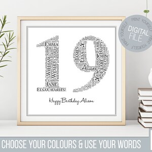 Personalised 19th Birthday Printable Word Art Image - Etsy