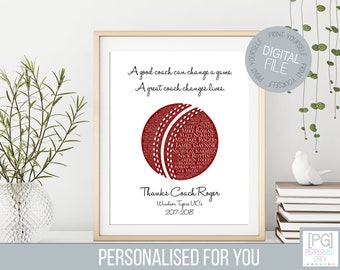 Cricket Coach Gift - Cricket Printable - Cricket Lover present - End of Season Gift