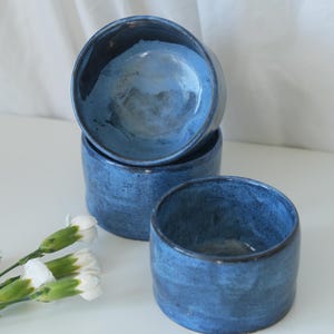 Blue Ceramic Pots (Set of 3) | Handmade