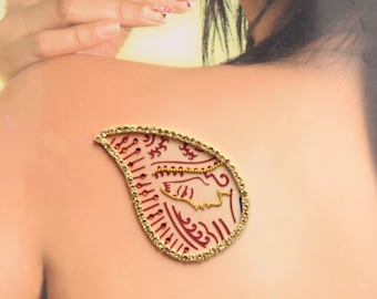 Pegatinas de joyas corporales doradas: tatuaje temporal reutilizable