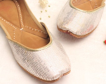 Silver Sequin Jutti Shoes: Handmade Bridal Wedding Flats