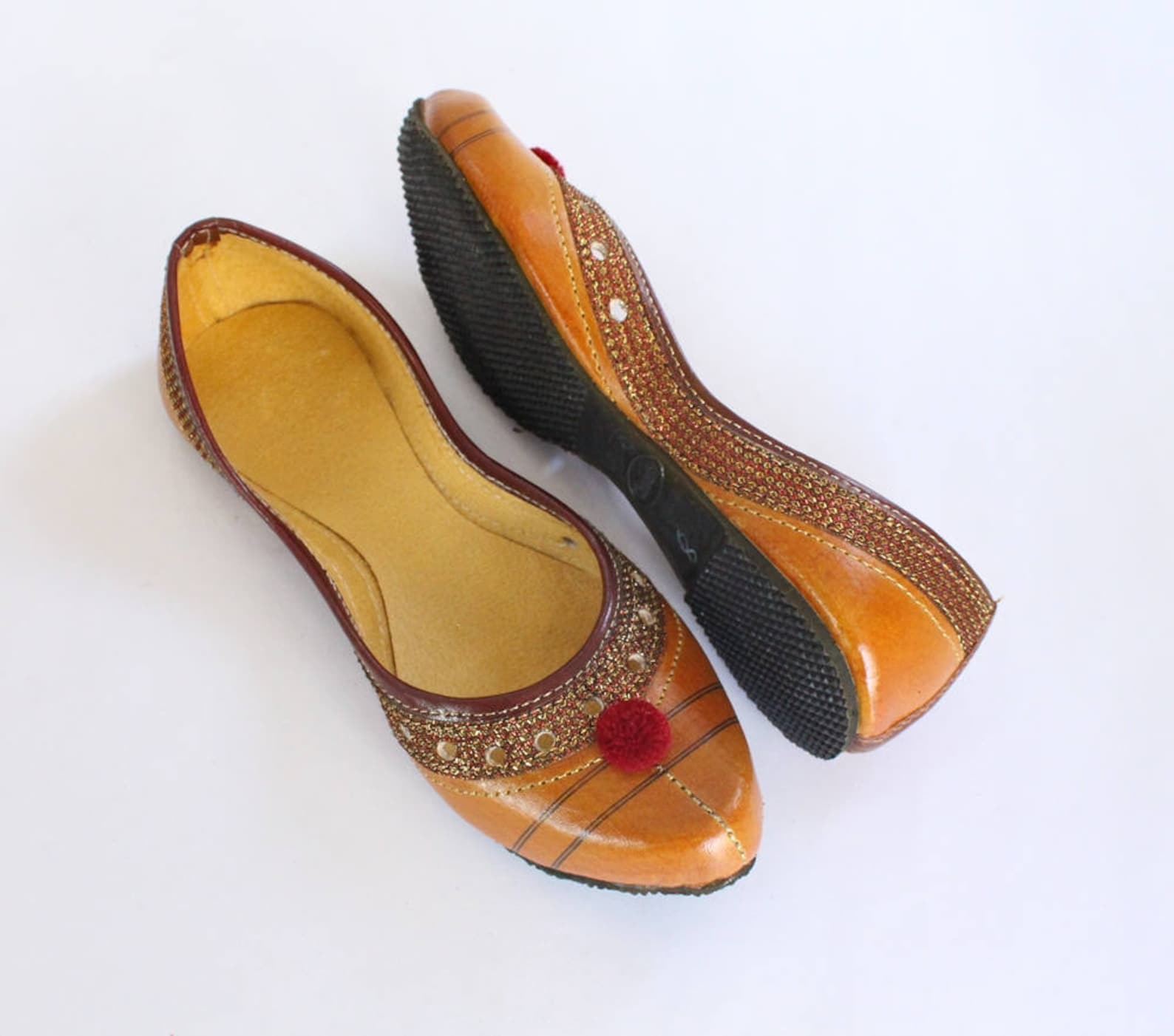 indian flat shoes/women shoes/punjabi jutti/orange shoes/ballet flats/muslim shoes/handmade khussa wedding women shoes us size 4