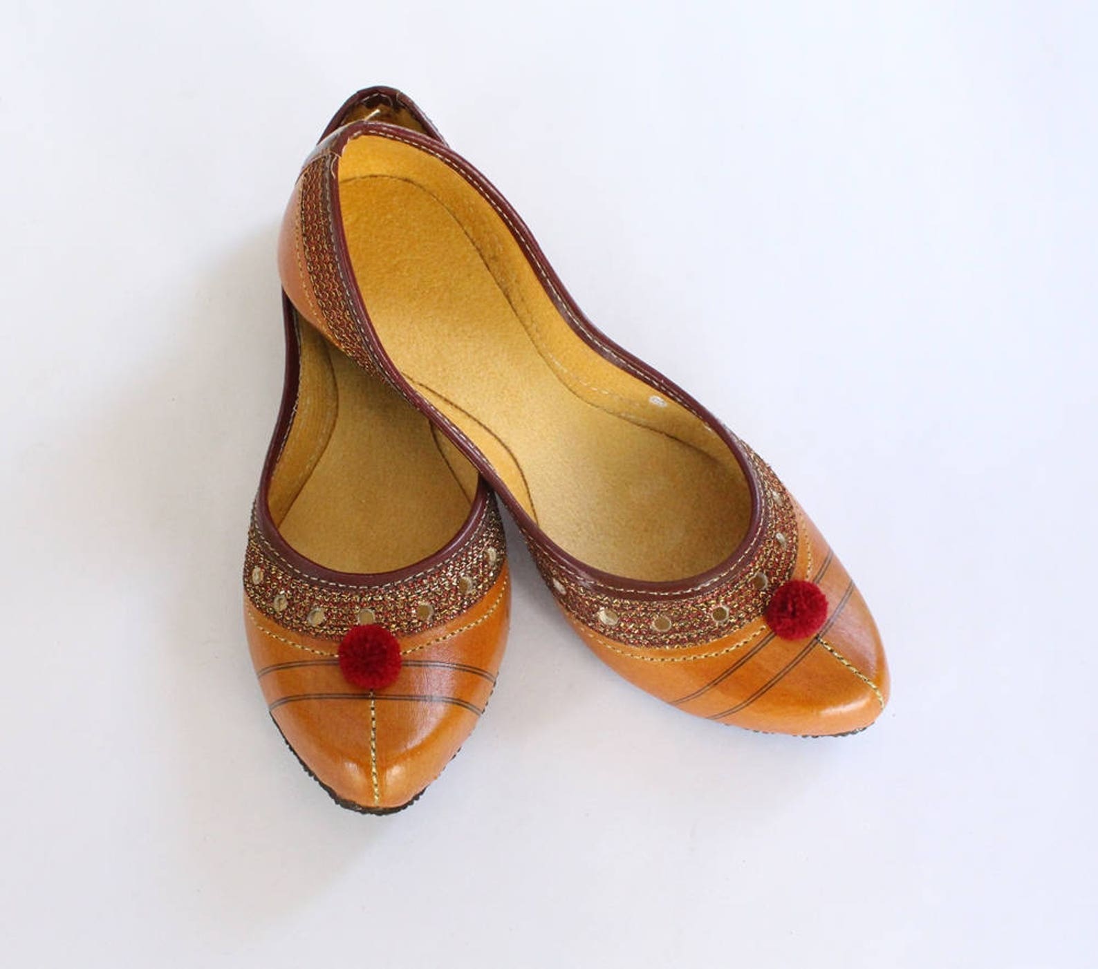 indian flat shoes/women shoes/punjabi jutti/orange shoes/ballet flats/muslim shoes/handmade khussa wedding women shoes us size 4