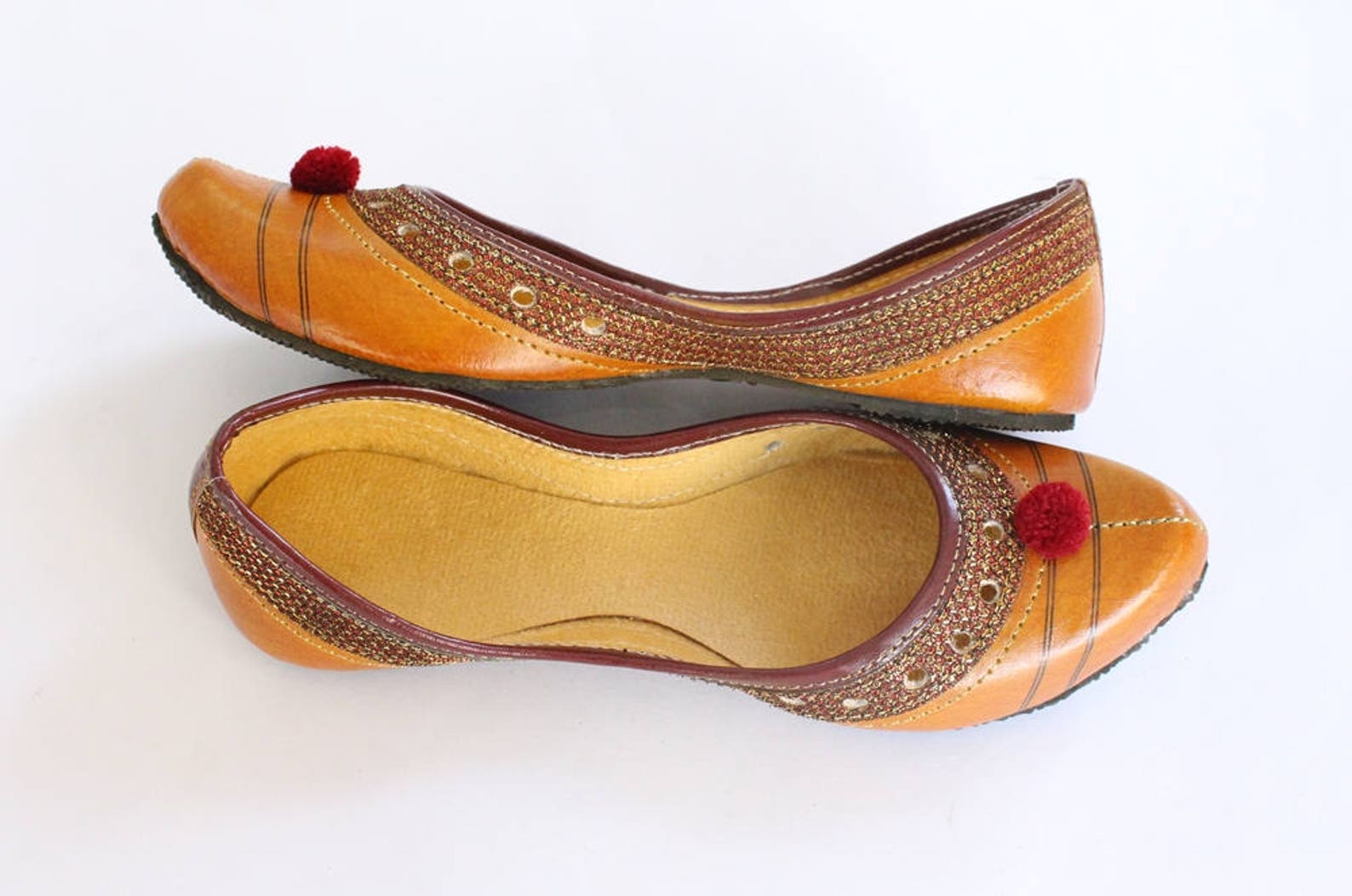 indian flat shoes/women shoes/punjabi jutti/orange shoes/ballet flats/muslim shoes/handmade khussa wedding women shoes us size 4