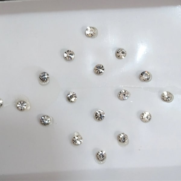 Silver Stone Bindis, Indian Bindis Sticker, Nose Studs Stickers, Fake Nose Stickers, Small Stone Bindi Stickers