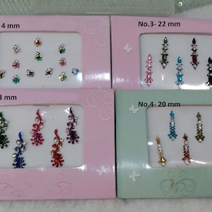 Bindis de color largo, pegatinas Bindis largas, Bindis largos coloridos, Bindis de cara multicolor, Bindis de Bollywood, pegatinas autoadhesivas