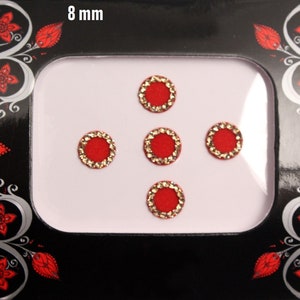 Bindis Red Round Bindis ,Round Bindis,Velvet Red Bindis,Wedding Round Red Face Jewels Bindis,Bollywood Bindis,Self Adhesive Stickers Pack