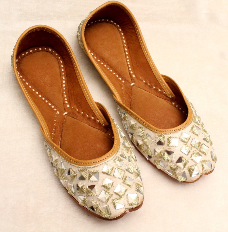 gold flat shoes size 5