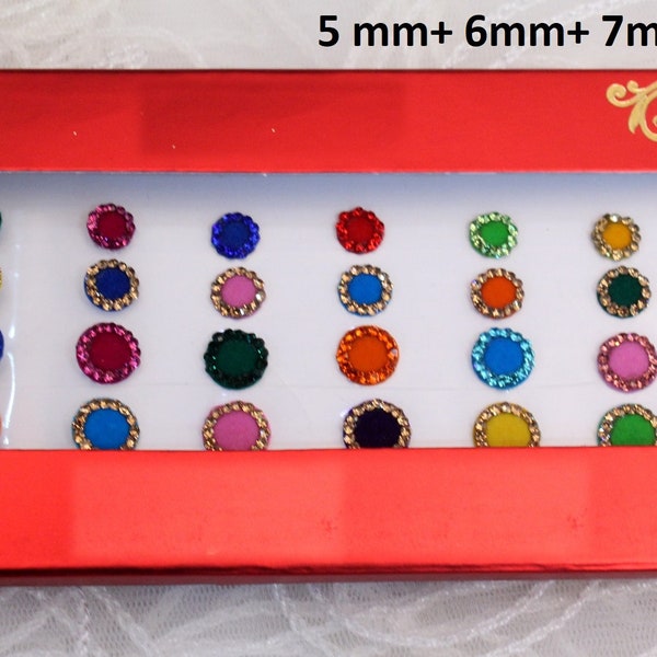 Bindis Round Wedding Stone Bindis Design,Bollywood Bindis, Round Bindis,Colorful Bindis,Colorful Face Jewels,Self Adhesive Stickers