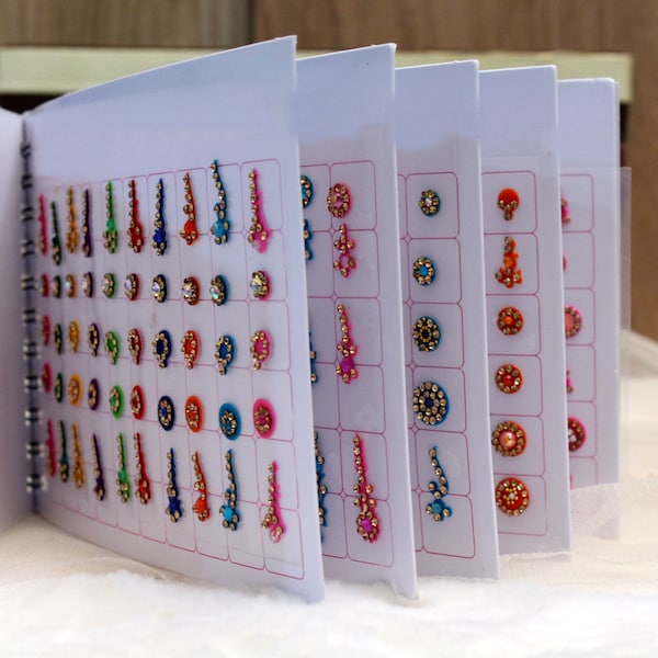 250  Round long rhinestones Bindi Stickers,Round long Bindis,Colorful Bindis,Multicolor Face Jewels Bindi,Bindis book,Self Adhesive Stickers