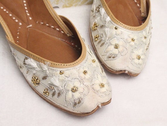 white and gold wedding shoes