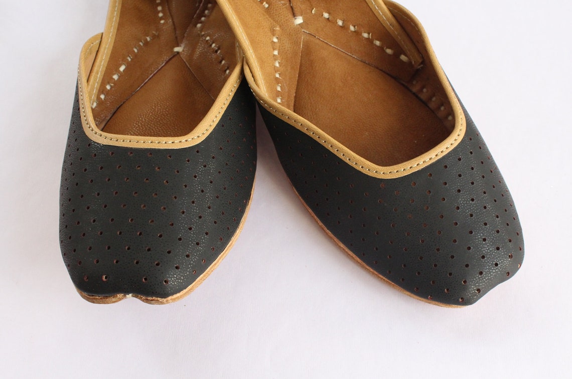 Black Leather Shoes Flats/black Loafer Shoes/indian Slip Ons | Etsy