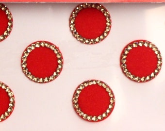 Red Round Bindis ,Indian Round Bindis,Velvet Red Bindis,Round Plain Red Face Jewels Bindis,Bollywood Bindis,Self Adhesive Stickers Pack