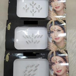 Silverfärgade Bindis-ansiktsklistermärken, långa, självhäftande