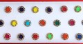 Small Round Velvet Bindis with Gold Stone Outline, Face Jewels - 28 Pack