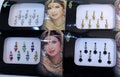 Gold/Silver/Black/Multicolor Long Face Bindi ,Bridal Bindis Stickers,Long Bindis,Gold Bindis,India,Wedding Bindis,Self Adhesive Stickers