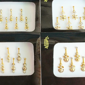 Gold/Silver/Black Long Face Bindi Stickers,Bridal Bindis Stickers,Long Bindis,Gold Bindis,India Bindis,Wedding Bindis,Self Adhesive Stickers