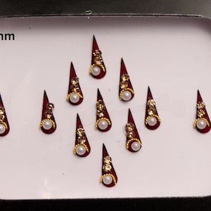 Bindis largos Tilak de color marrón oscuro para el rostro, Bindis de la India, Bindis de boda con forma de lágrima, Binids largos Tilak, Bindis con forma de lágrima/Pegatinas autoadhesivas