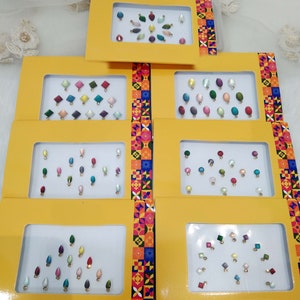 Bindis Art Deco Multi color Sticker Indian Bindis, Face Studs Stickers,Face  Art Stickers,Colorful Stone Bindi Stickers,Tiny Round Bindis
