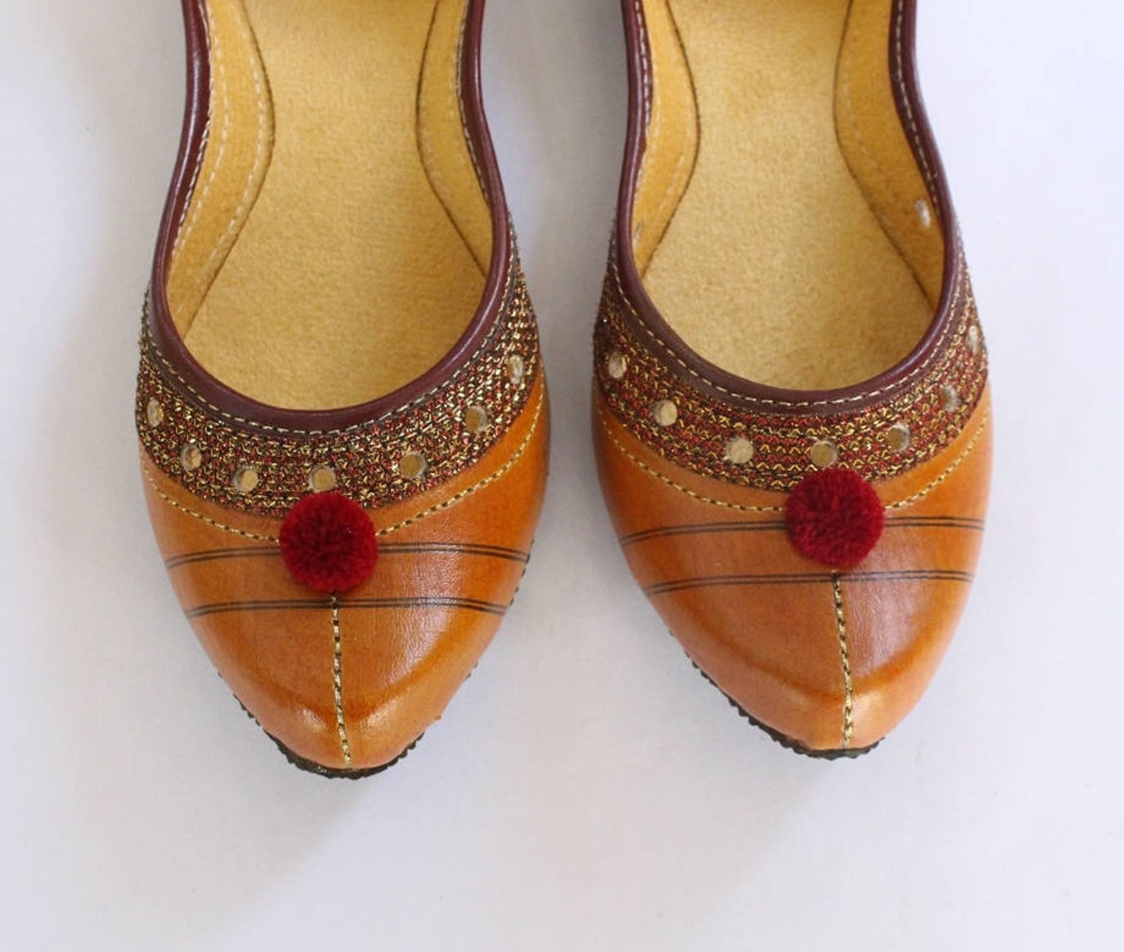 indian flat shoes/women shoes/punjabi jutti/orange shoes/ballet flats/muslim shoes/handmade khussa wedding women shoes us size 4