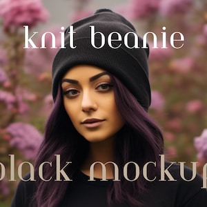 Black Knit Beanie Mockup Grunge Goth Cottagecore Witch Embroidery Printify Mockup Alternative Edgy Alt Mockups Halloween Witchy Mockups