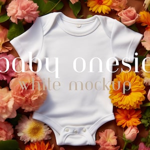 White Baby Onesie Bodysuit Mockup Rabbit Skins 4424 POD Print on Demand Cottagecore Mockup