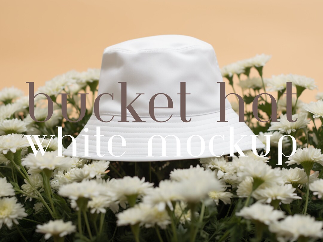 White Bucket Hat Mockup Y2K Outdoors Cottagecore Goblincore Etsy