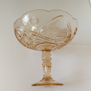 Vintage Amber Glass Fruit Bowl Pedestal Bowl Jewelry Display Bridal Shower Centerpieces Cosmetic Holder Vanity Desk Decor Vanity Table Decor