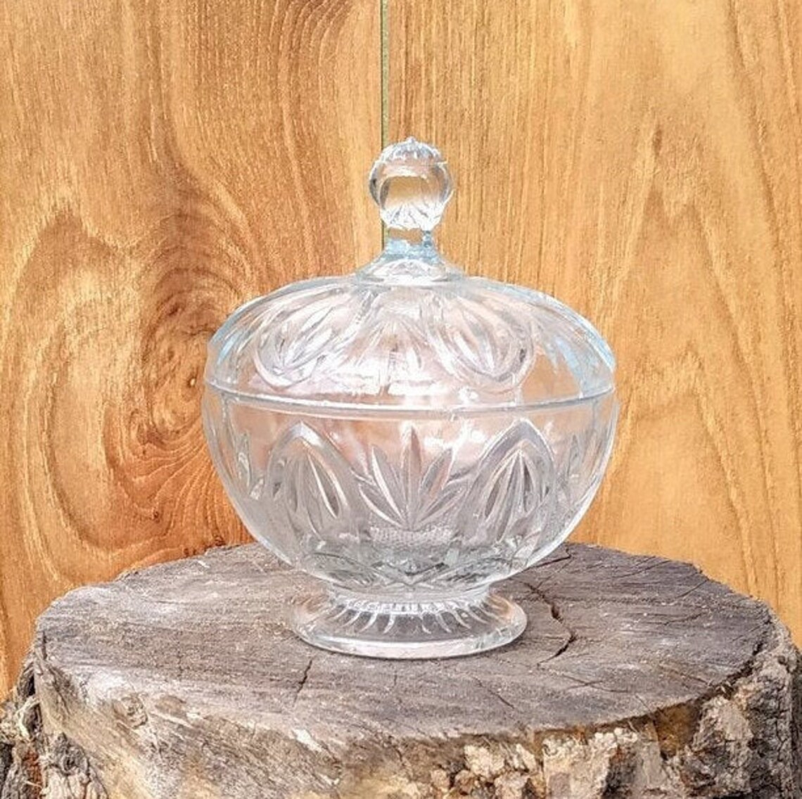 Clear Depression Glass Sugar Bowl With Lid Candy Bowl Sweets Etsy