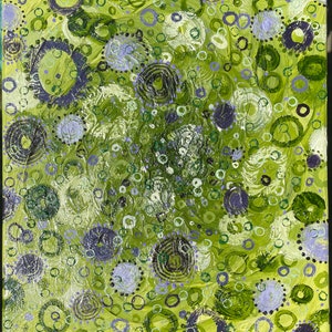 Purple and green painting, oil artwork, abstract painting