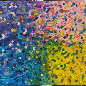 Abstract oil painting, fun, bright and colorful, art for girls room