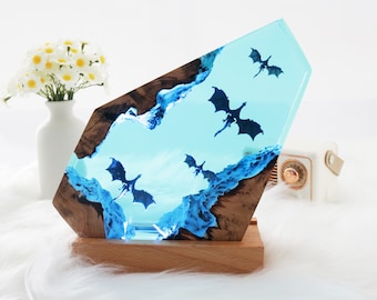 Dragon Resin Night Light: Fantasy Bedroom Decor