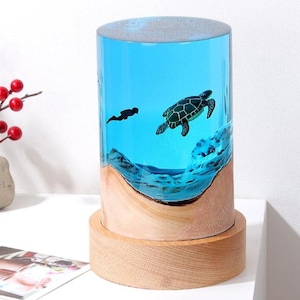Resin Sea Turtle Night Light: Handmade Ocean Desk Lamp