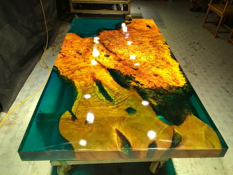 yellow epoxy resin table top