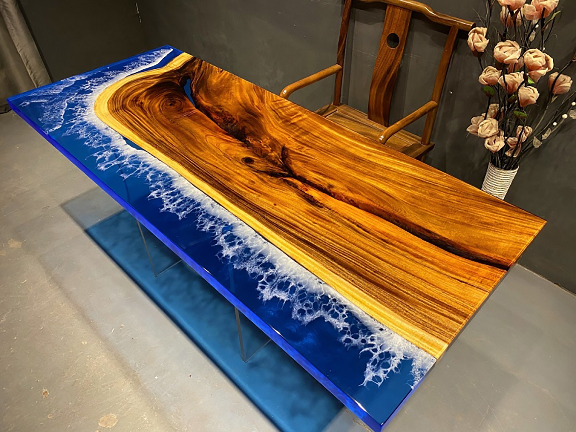 Fashion Wave Resin Table Creative Epoxy Lake Table Coffee Etsy