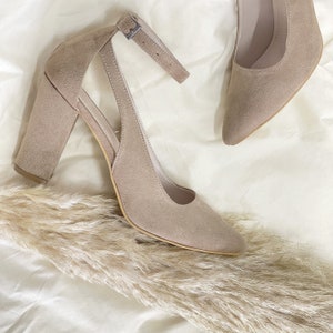 Taupe Suede Heels Etsy Canada