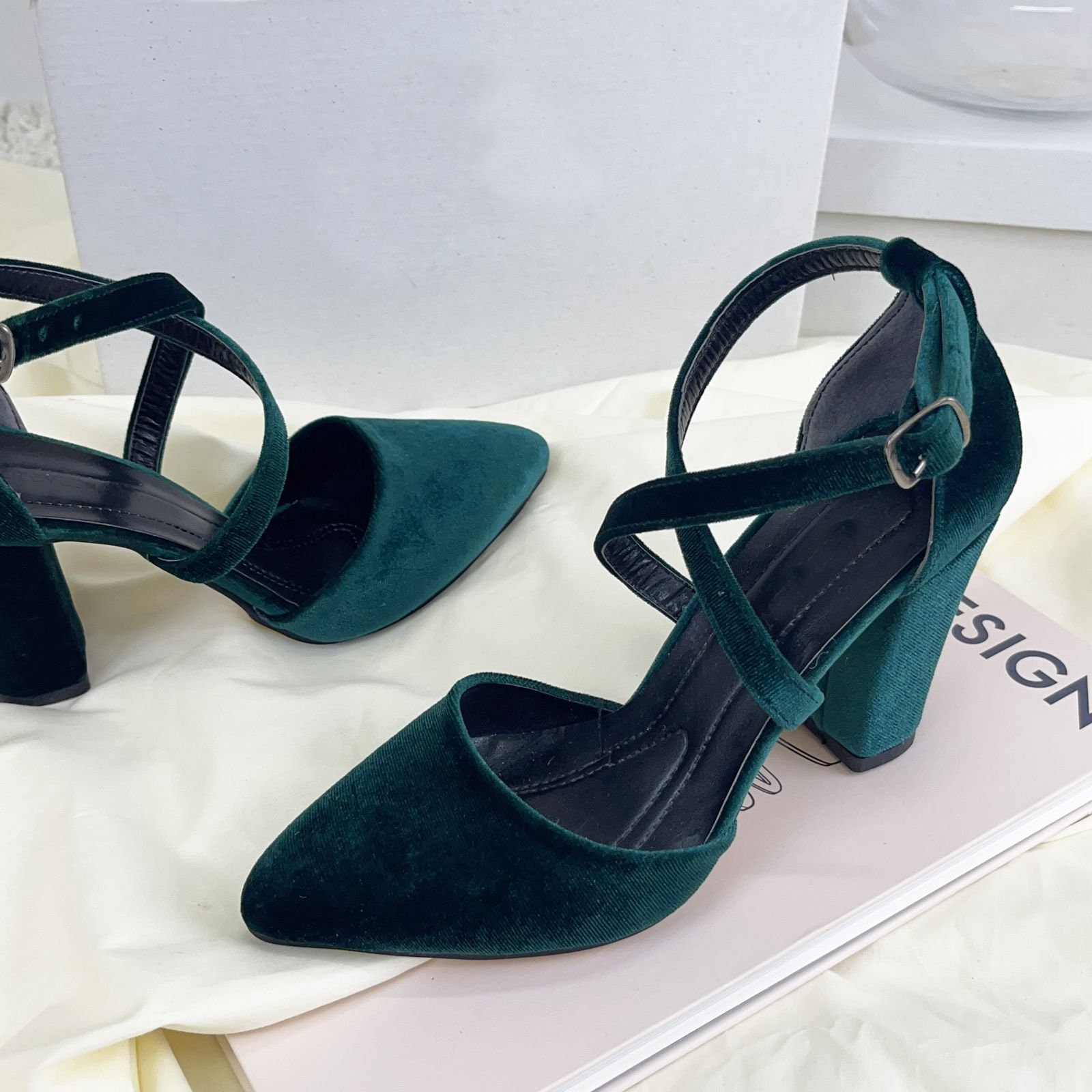 Crushed velvet heels online