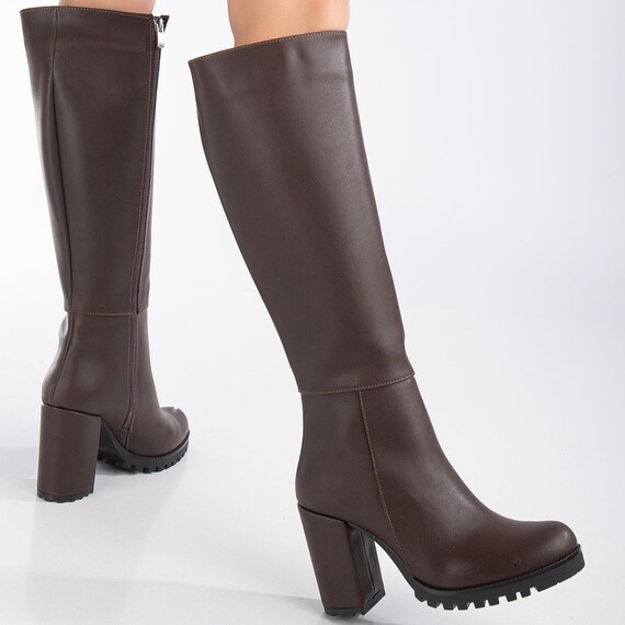 Dark brown calf boots hot sale