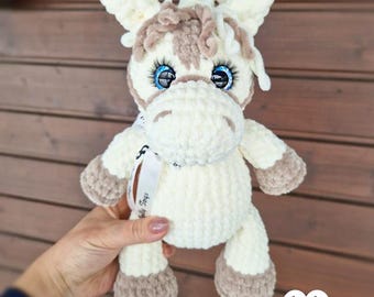 Handmade White Horse Plush Toy, Soft Stuffed Animal Gift for Kids and Horse Lovers, Personalized Horse Toy, Nursery Room Decor Personalized