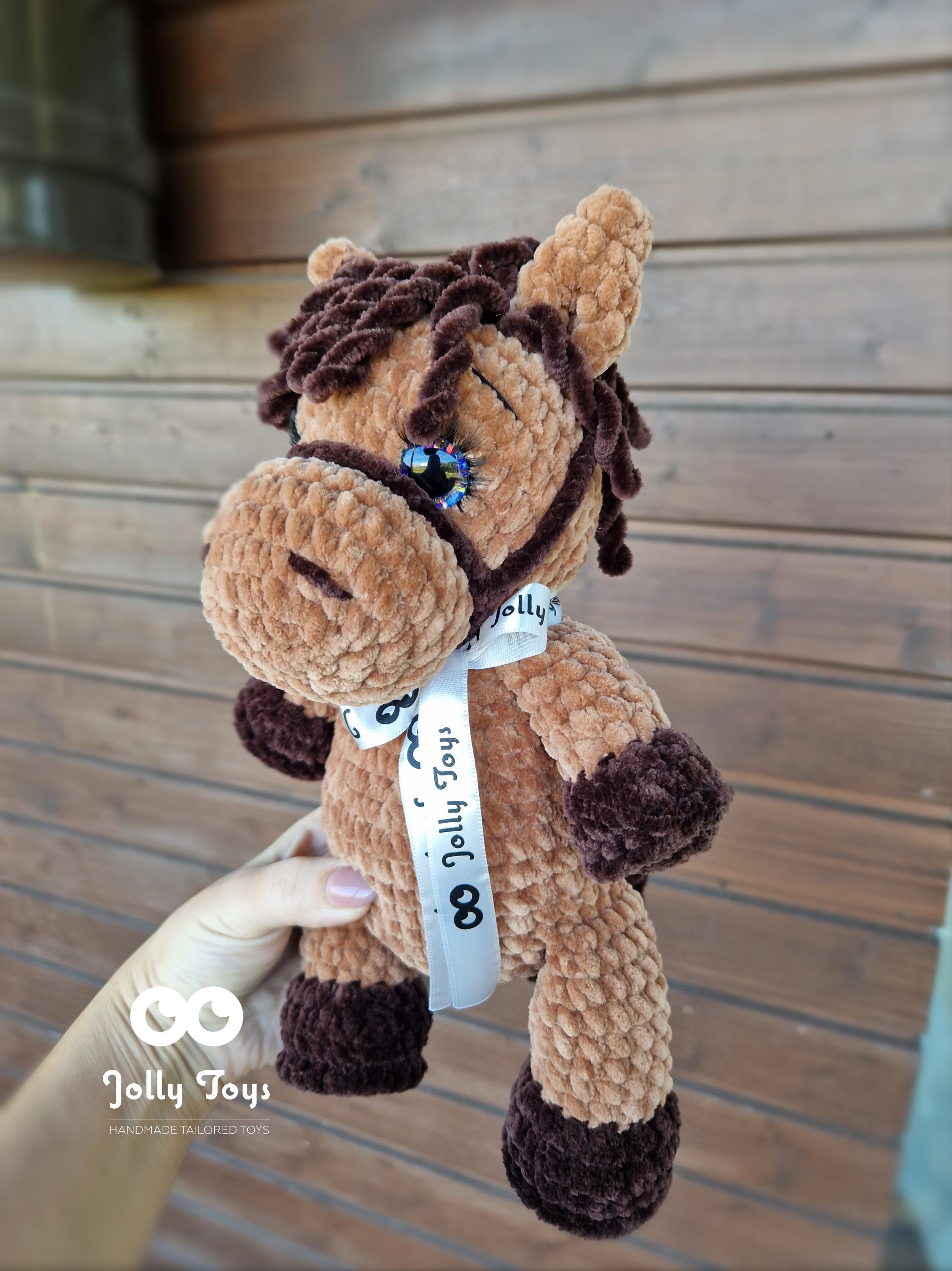 Handmade Brown Horse Plush Toy, Soft Stuffed Animal Gift for Kids and Horse Lovers, Personalized Horse Toy, Nursery Room Decor Personalized