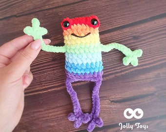 Funny rainbow frog Fun antistress gift Crochet frog Original gift idea Pride Plush ready to ship Leggy frog YAS LGBTQ Lovely Gay Pride gift