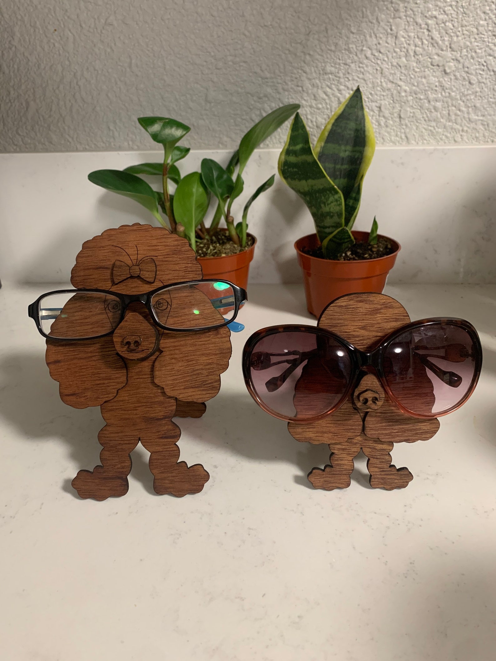 Poodle desktop eyeglasses holder - Short, No