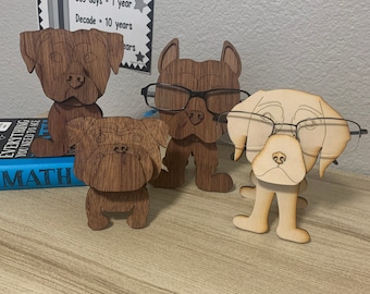 Bulldog Retriever Pitbull Eyeglasses dog stand
