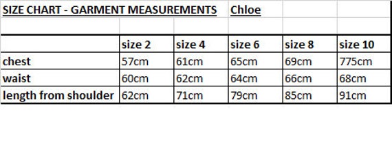 Chloe Size Chart