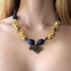 Vibrant Choker With Brass Pendant, Ukrainian Zgarda, Ethnic Jewelry, Vyshyvanka Accessories, Traditional Gift For Her, Slavic Necklace
