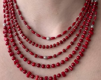 Red Coral Necklace, Red Coral Jewelry, Gift For Mom, Big Coral Beads, Ukraine Coral Beads, Royal Jewelry, Mother Gift Idea, Ukrainian Mood